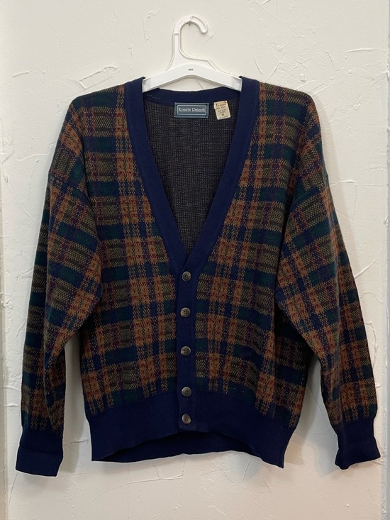 Kenneth Roberts Other - Vintage Knit Plaid V-Neck Cardigan Sweater Grandpacore Academia Size Medium